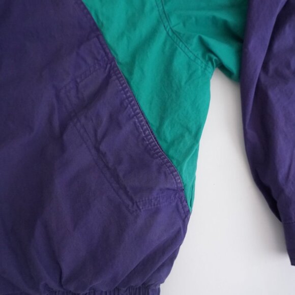 Vintage '80S Gant Purple Green Cotton Zip Up Nautical Windbreaker Hood Jacket XL - Picture 5 of 10